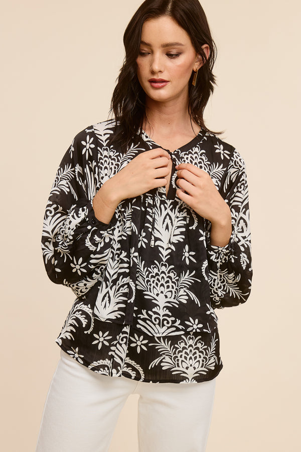 Black and White Print Blouse