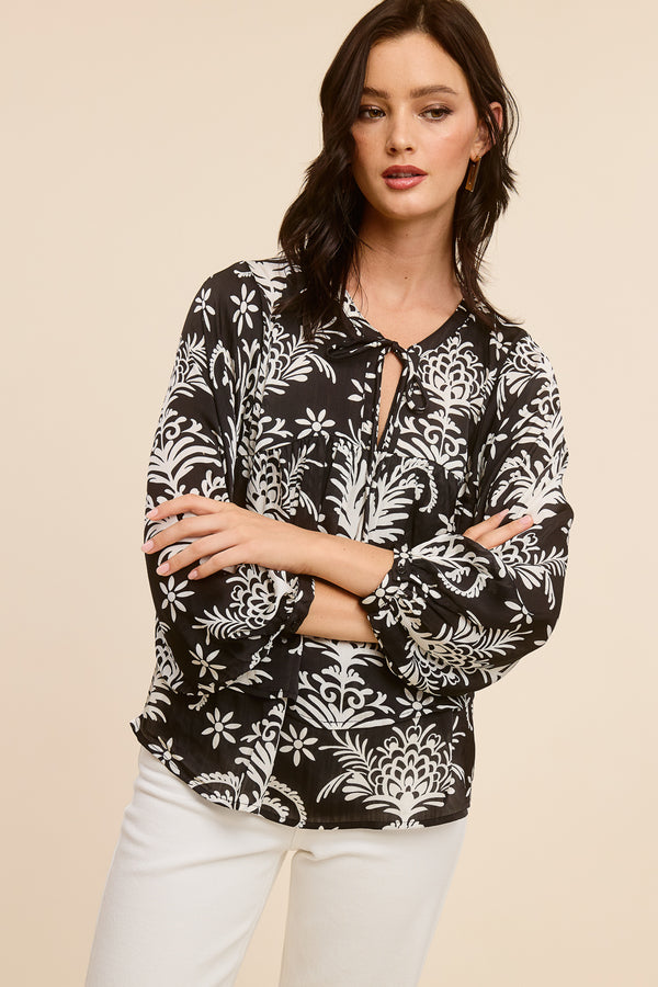 Black and White Patterned Blouse