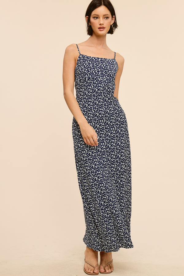 Navy Dainty Floral Maxi Dress