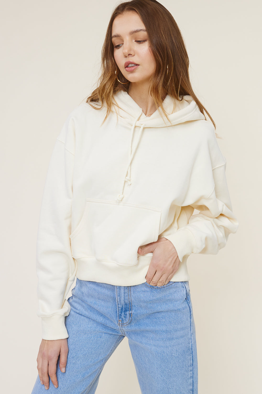 Beige discount cropped hoodie